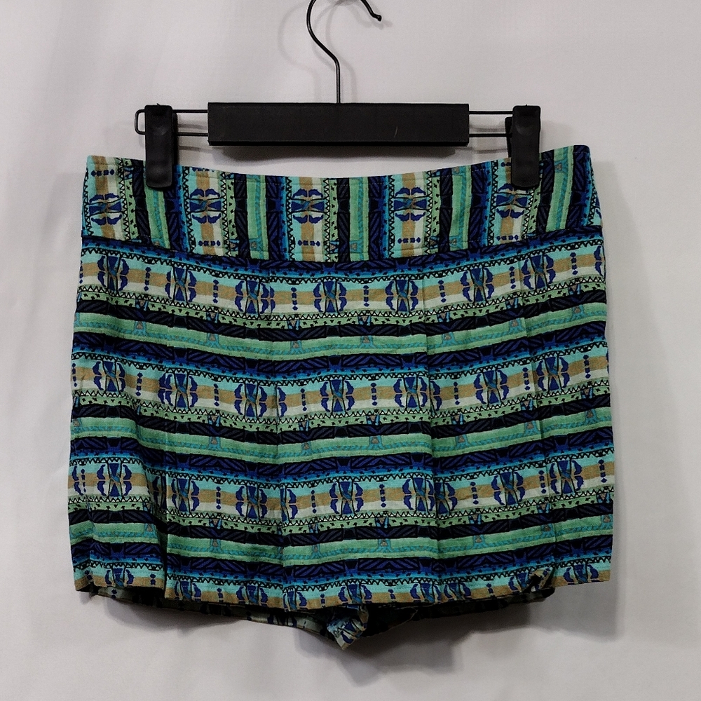 Forever 21 Linen Blend Artsy Skorts Womens S Green Boho Retro 90s Y2K